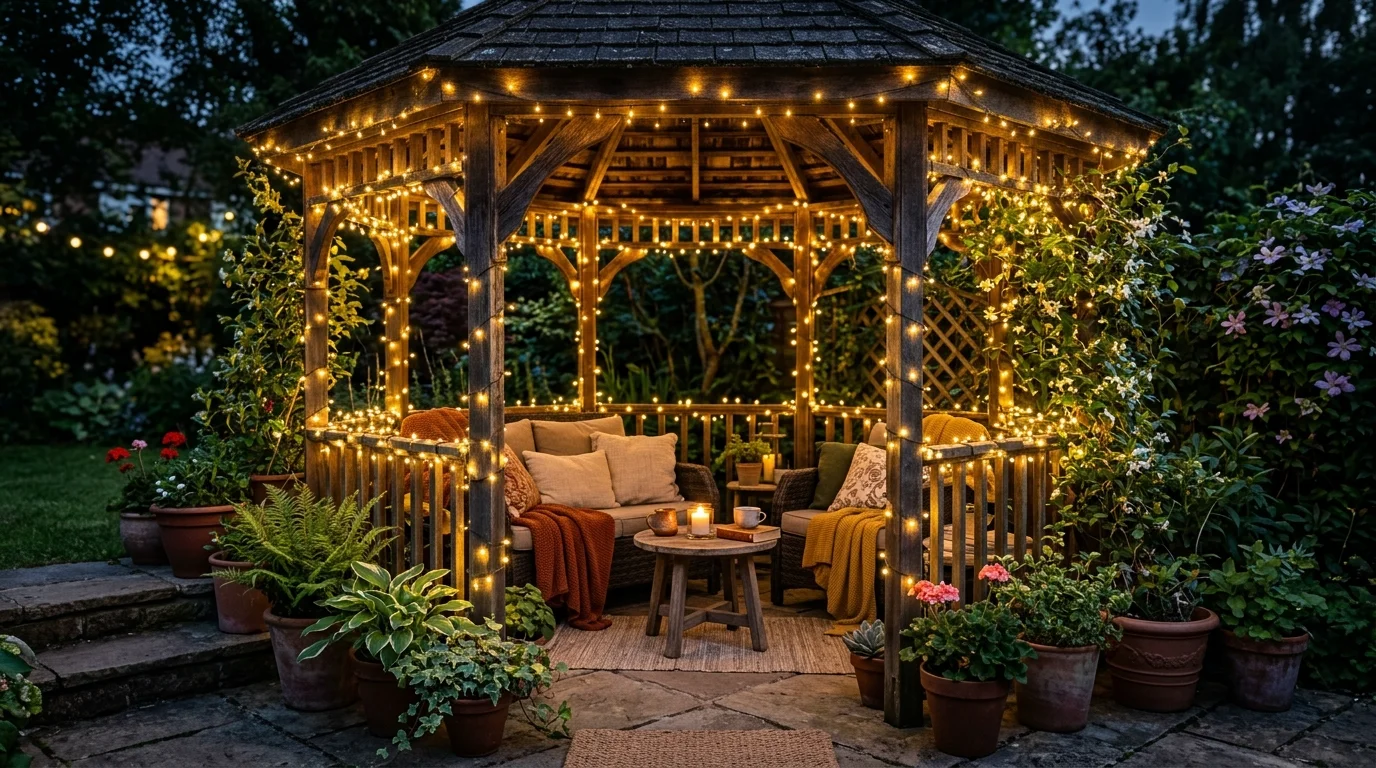 Warm-Lit Gazebo Evening Look